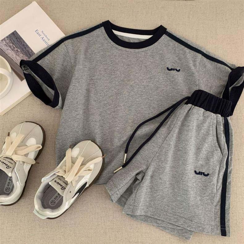 Children's Fashion Suit 2026 Summer New 1-7 Years Baby Boys and Girls Thin Embroidery Sports Casual Short Sleeve T-shirt + Shorts Two Piece-image-1103477449