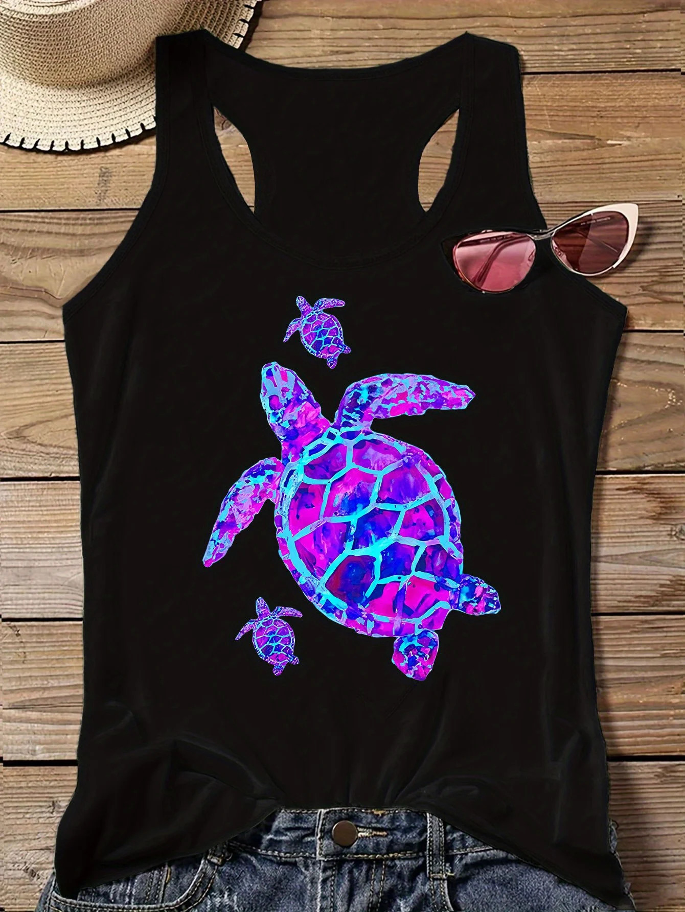 printed Summer womens loose and personalized dream catcher mesh vest top Tshirt comfortable sleeveless 260423banjia