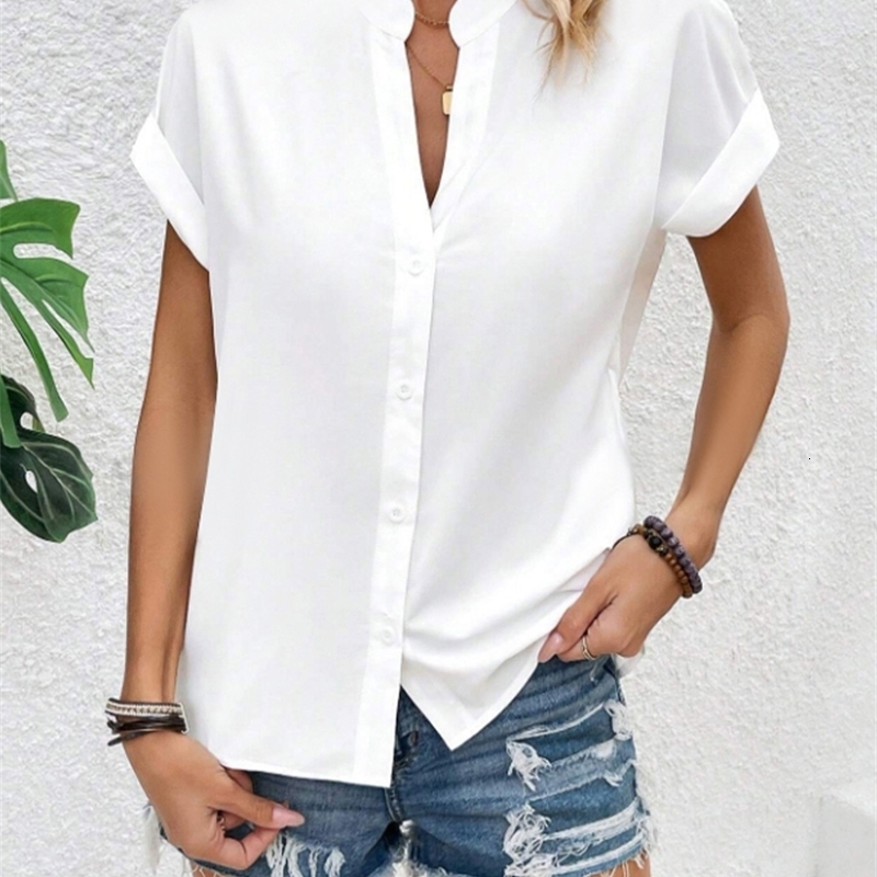 Fashionable Spring Summer Womens Solid Color Batwing Sleeve Short Sleeve Shirt Stylish Casual Top for Ladies y260423BANJIA
