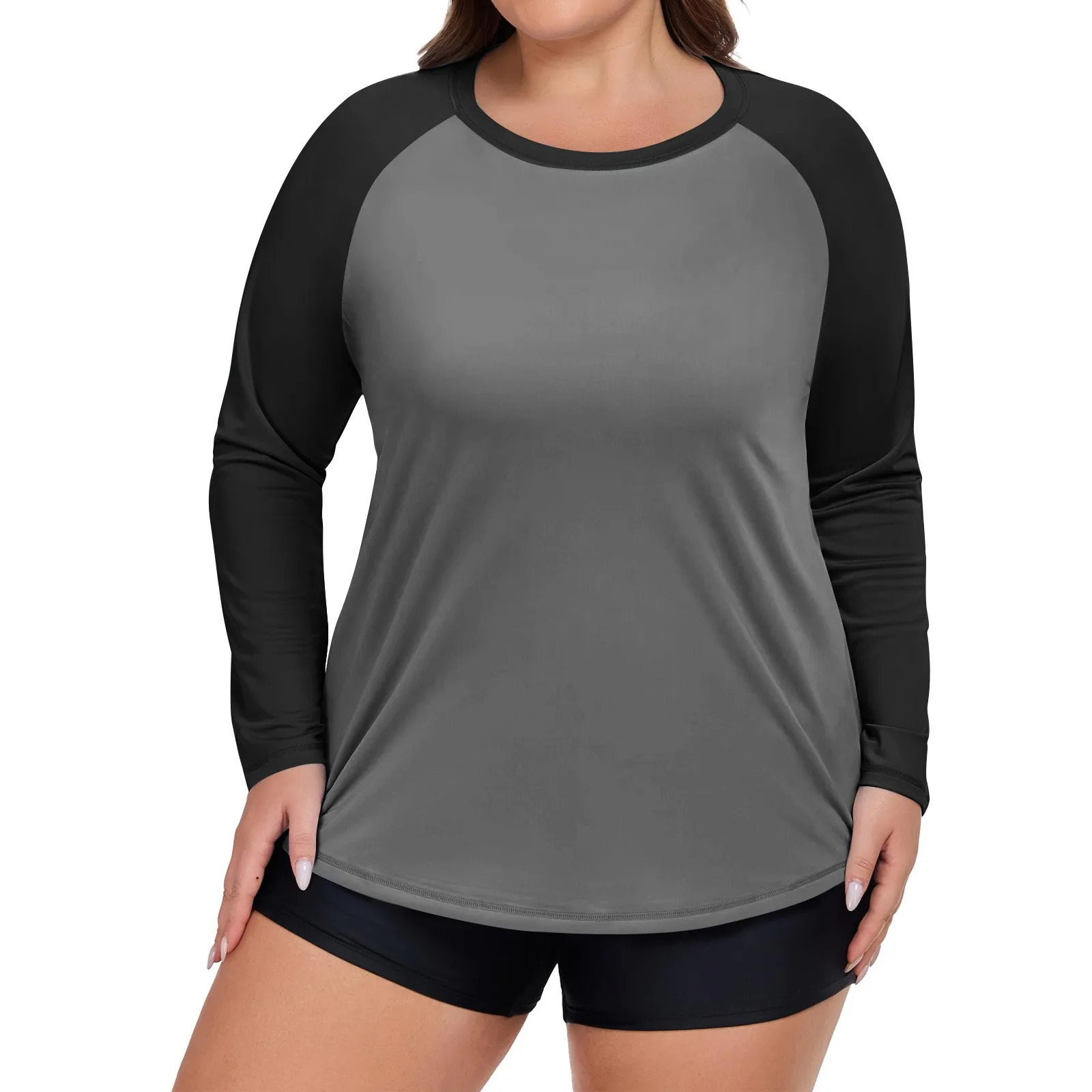 Plus Size Sunscreen T-shirt Womens Color Blocked Sun Protection Clothing Summer Thin Breathable Shirt Quick-drying Hiking Top 260423BJ