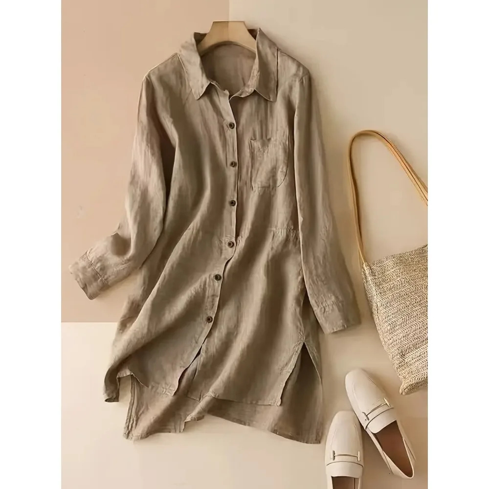 Loose and Breathable Oversized Shirt Womens Casual Tshirt Longsleeved Solid Color Top Korean Fashionable and Elegant Coat 260423BANJIA