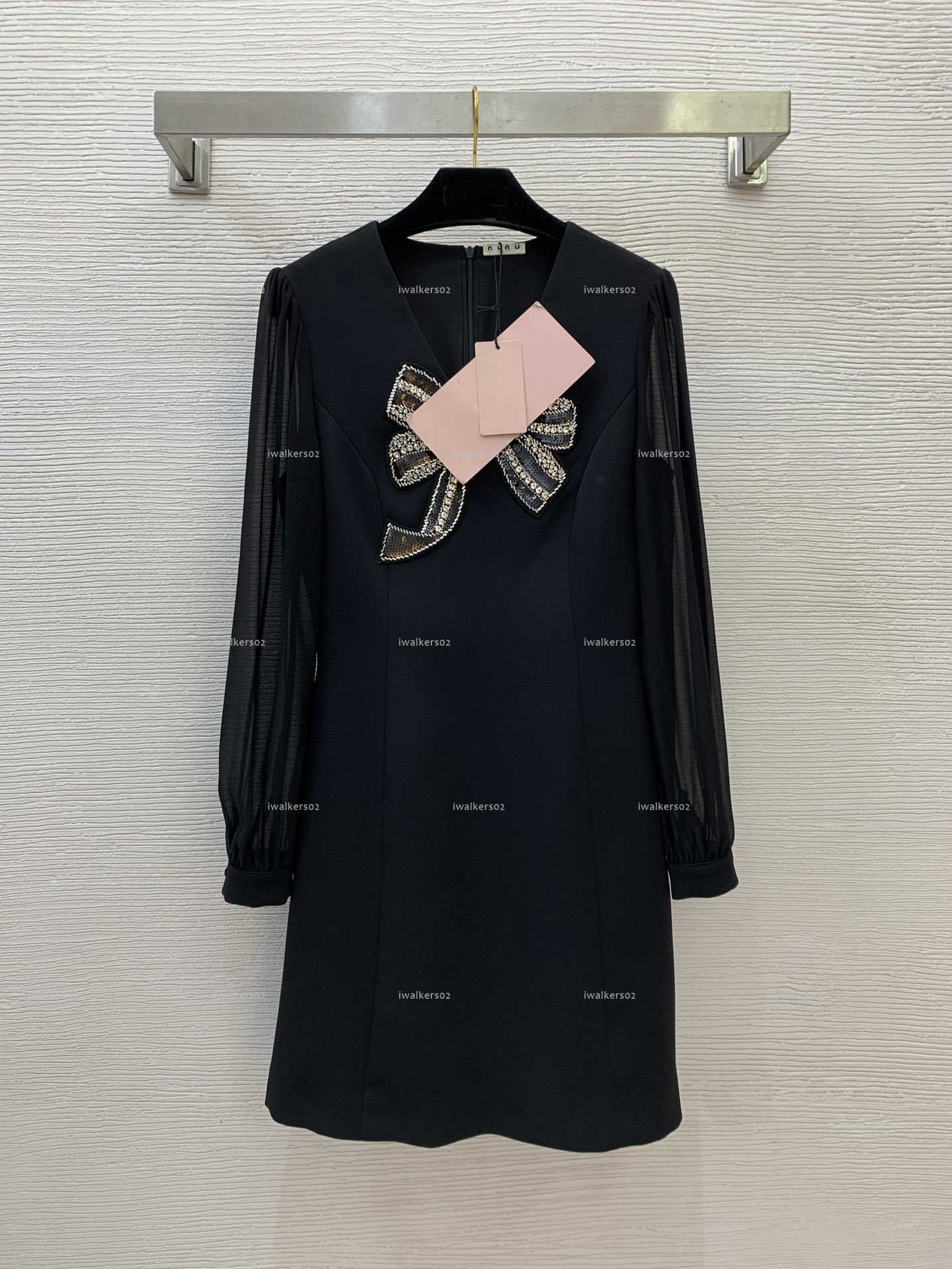 Classics V neck women dress Summer lady dresses women designer clothes slimming A-line long sleeve skirt A025X01N138-image-1103411491