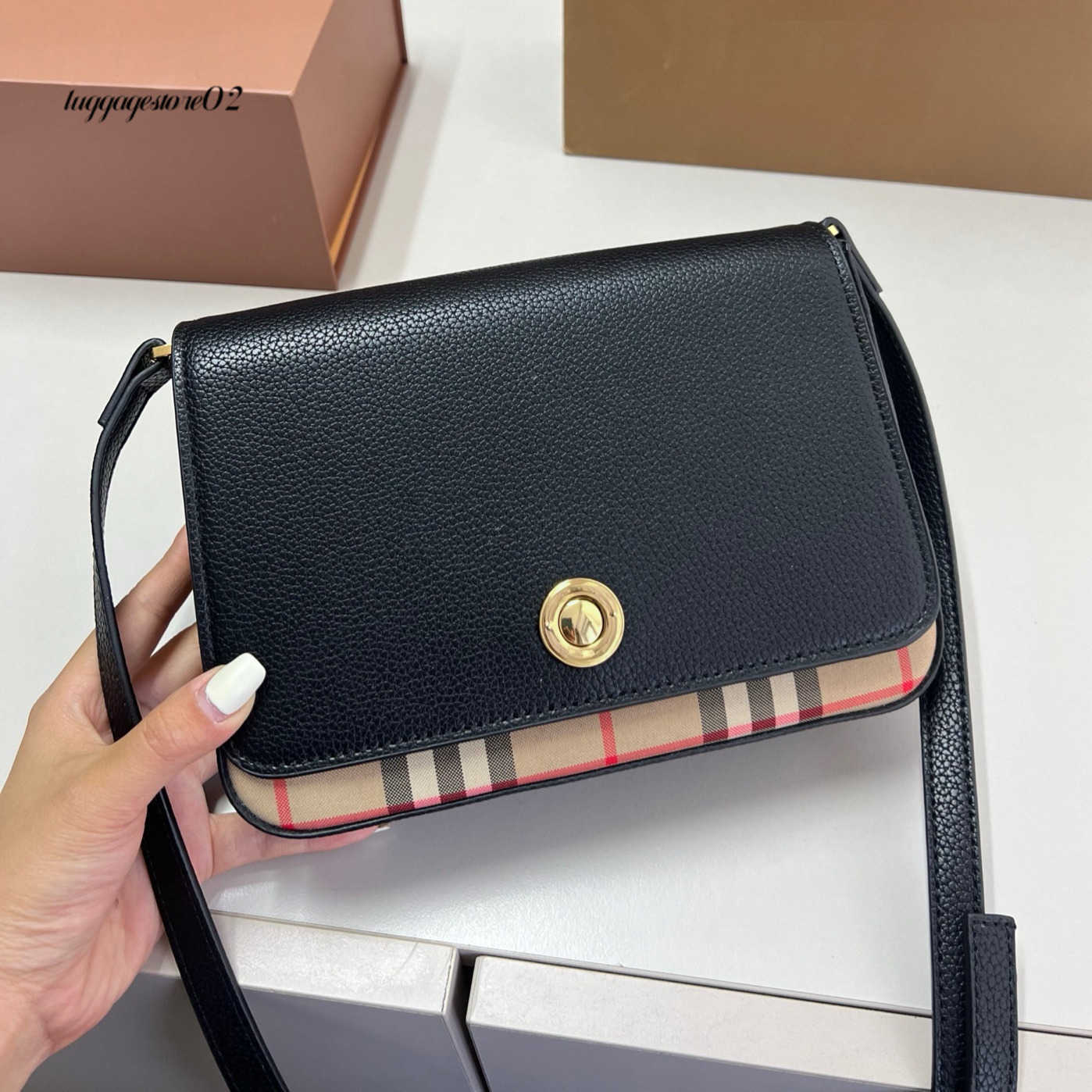 Evening Bags Cosmetic Bags Cases Designer Note Handbags Vintage Horseferry Shoulder Bag Checkered Patent Leather Cross Body Canvas lettering Cowhide