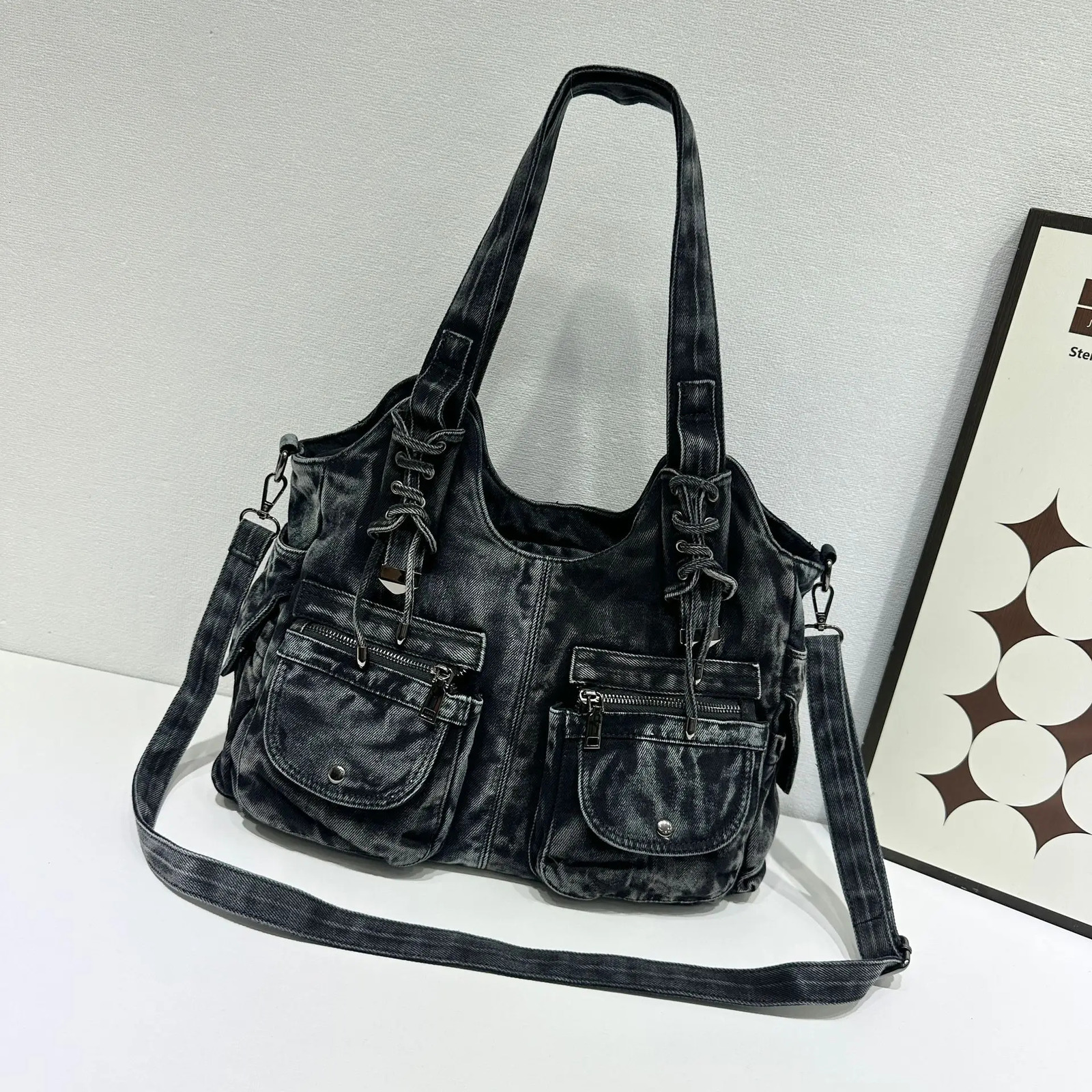 Womens Denim Bag Y2K Vintage Blue Jean Purse and Handbags Crossbody Shoulder Wallet Large Capacity 260423banjia