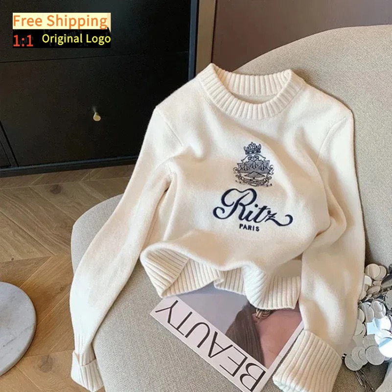 Sweaters Women's Spring Summer Ritz Long Sleeve Embroidery Pullover Round Neck Casual Knitted Sweater Jumper world2026cup N260806 Z260912