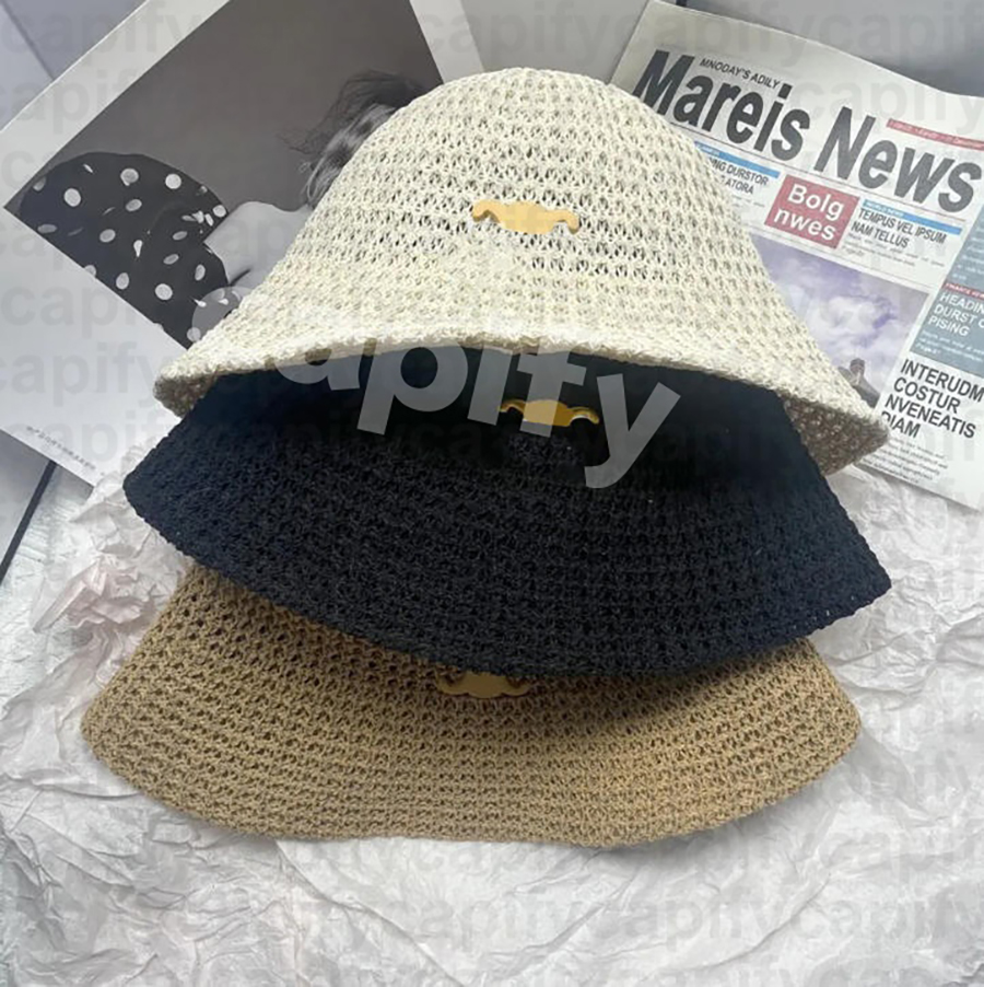 Designer Bucket Hat Women's Summer Straw Hat Solid Bucket Hats Travel Seaside Vacation Tourism Fashion Sunshade Cap-image-999212562