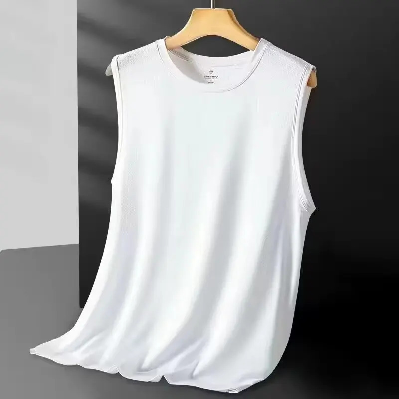 Ice Silk Tank Top Mens Mesh Quick Drying Summer Sleeveless Tshirt Wide Shoulder Plus Size Sports Fitness Mens Hollow K 260423BANJIA