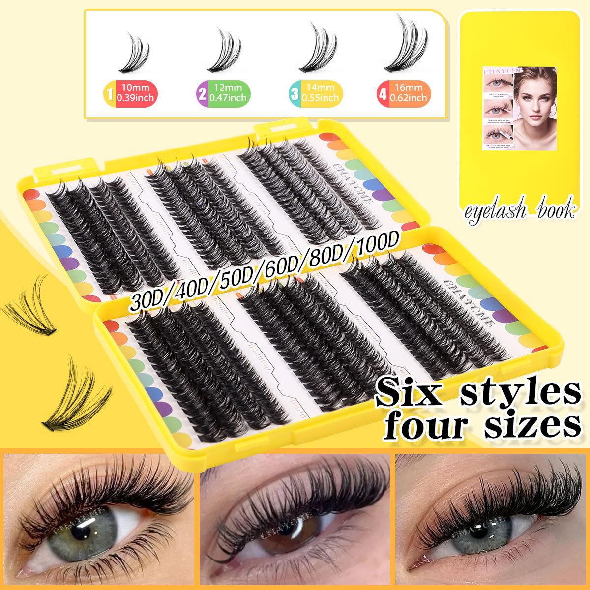 DIY Lash Clusters - 456Pcs Natural Thick Individual Eyelashes Soft Lightweight, Fluffy Volume DIY Eyelash Extensions Kit with Lash Bond and Seal-image-1103432882