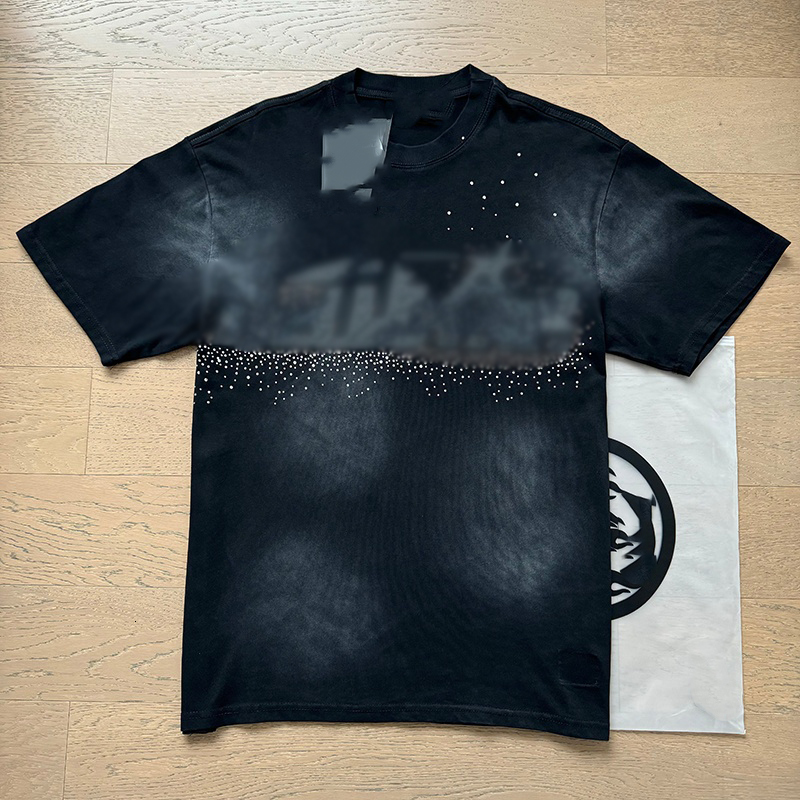 2026 Heavyweight Loose Sweatshirt Sparkly Embellished Rock Style Tee Shirt Aesthetic Women Daily Washed Tee Rhinestone Tee Fit Man Streetwear CP1-image-1103444430