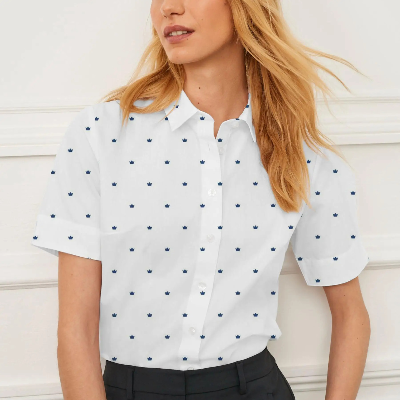 Summer shirt womens shortsleeved lapel top suitable for going out casual personality womens clothing fashionable breathable 260423BANJIA