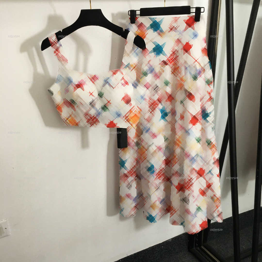 Brand underwear women dress set Summer lady dresses women designer clothes Ocean print strapless tank top+high waist mid length skirt A781X16N257-image-1103411917