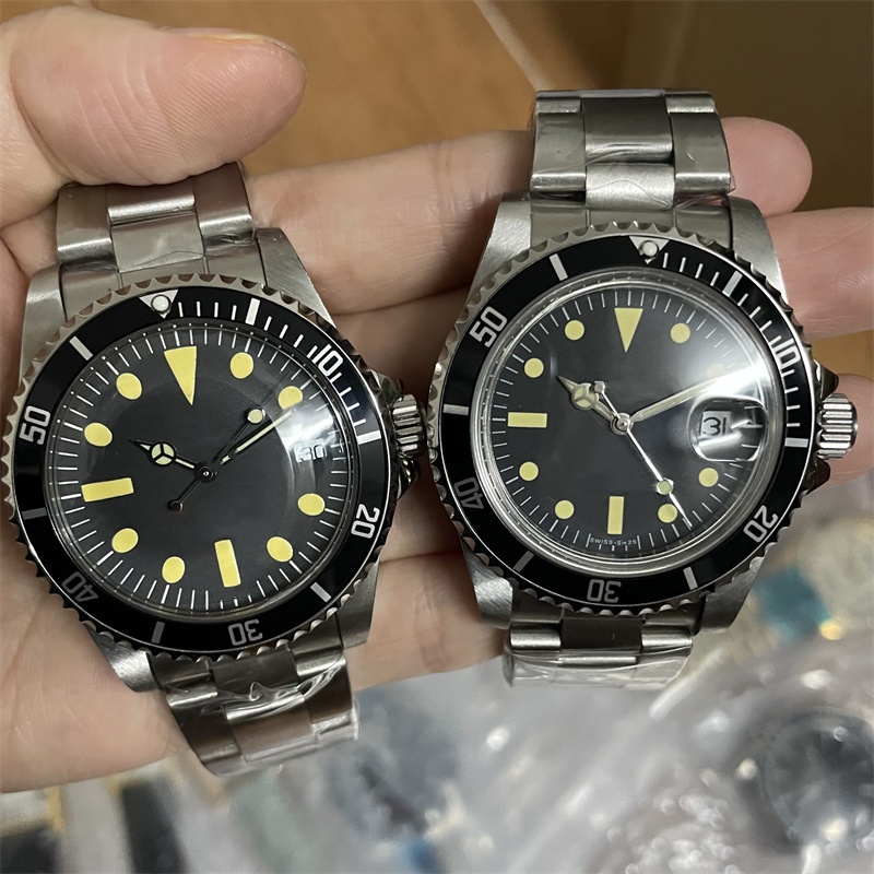 High Quality Vintage Man Watch Date Clock mechanical Automatic Movement Stainless Steel Watches 40mm Black Face Hardlex Glass Retro Style 179-3-image-1103349006