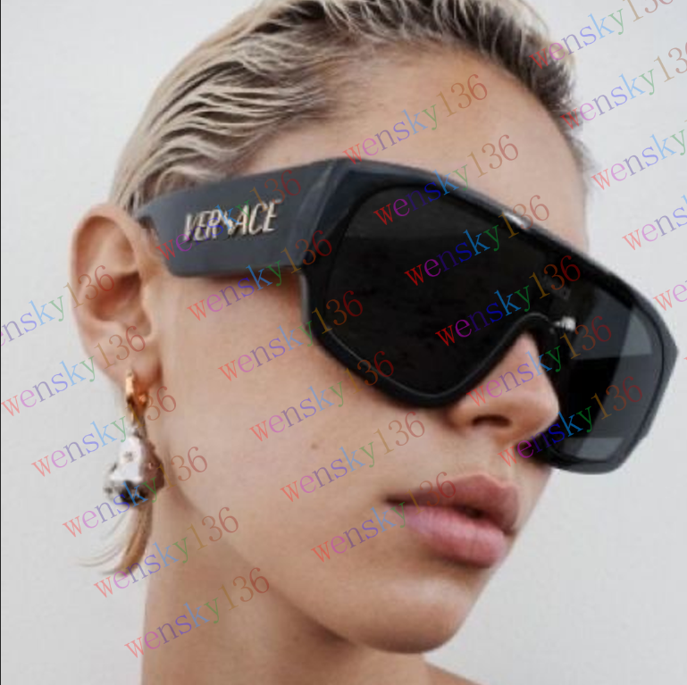 Designer Vercases sunglasses Medusas large frame sunglasses men's anti-bright hip-hop one-piece glasses women's HD lenses lunettes de sole