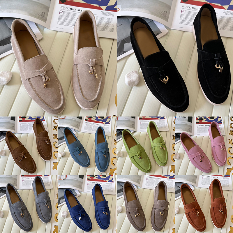 chaussures habillées de designer charmes d'été mocassins de marche classique hommes femmes luxe daim cachemire noir sable marron gris chaussures