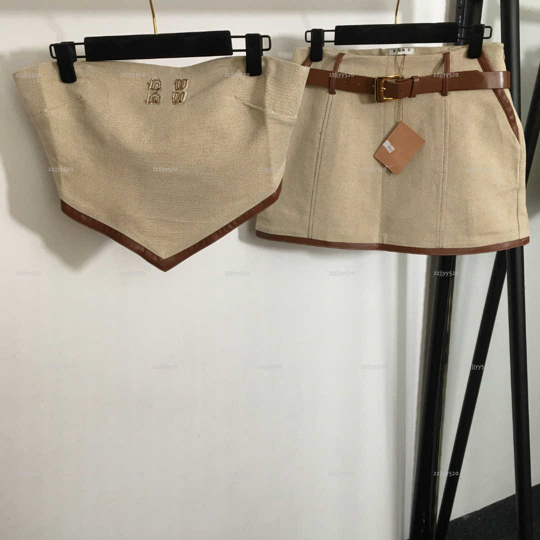Brand backless women vest Summer lady dresses women designer clothes strapless vest+mini short skirt A792X16N255-image-1103411896