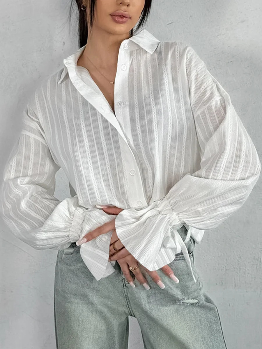 CGC 100 Cotton Women Blouse Korean Clothes Casual Loose Long Sleeves Shirts Turndown Collar Elegant Blouses Top 260423banjia