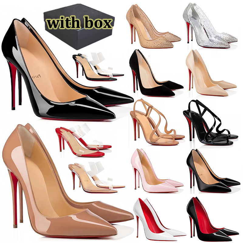 free shipping with box red bottom heels women dress shoes pink black white silver patent leather womens wedding party shoes leather woman pumps chau