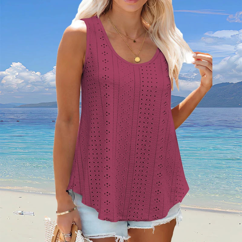 Plus Size Curved Hem Tank Top Casual Crew Neck Sleeveless Tank Top For Summer Womens Plus Size Clothing 260423BANJIA