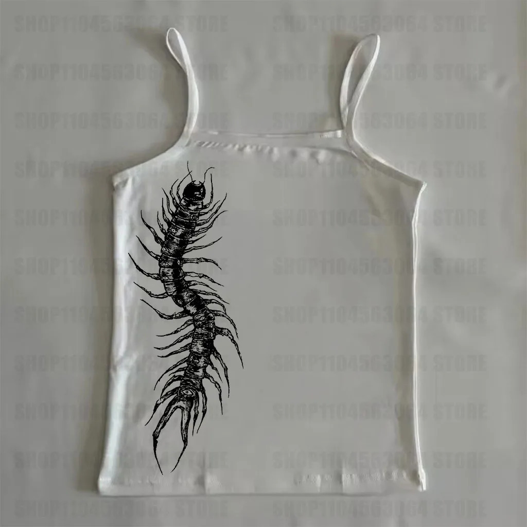 Grunge printed sleeveless sexy vest womens street wear Emo girls 90s aesthetic clothing crop top women Y2k style 260423banjia