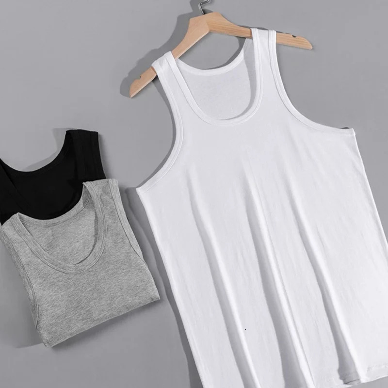 Mens solid color four seasons thin cotton vest casual and comfortable Joker sweatshirt fitness exercise slim 260423banjia
