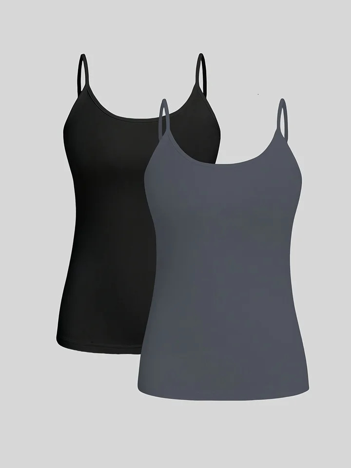 Plus Size Womens 2 Piece Spaghetti Strap Tank Top Set Sleeveless Basic Cami Tops 260423banjia