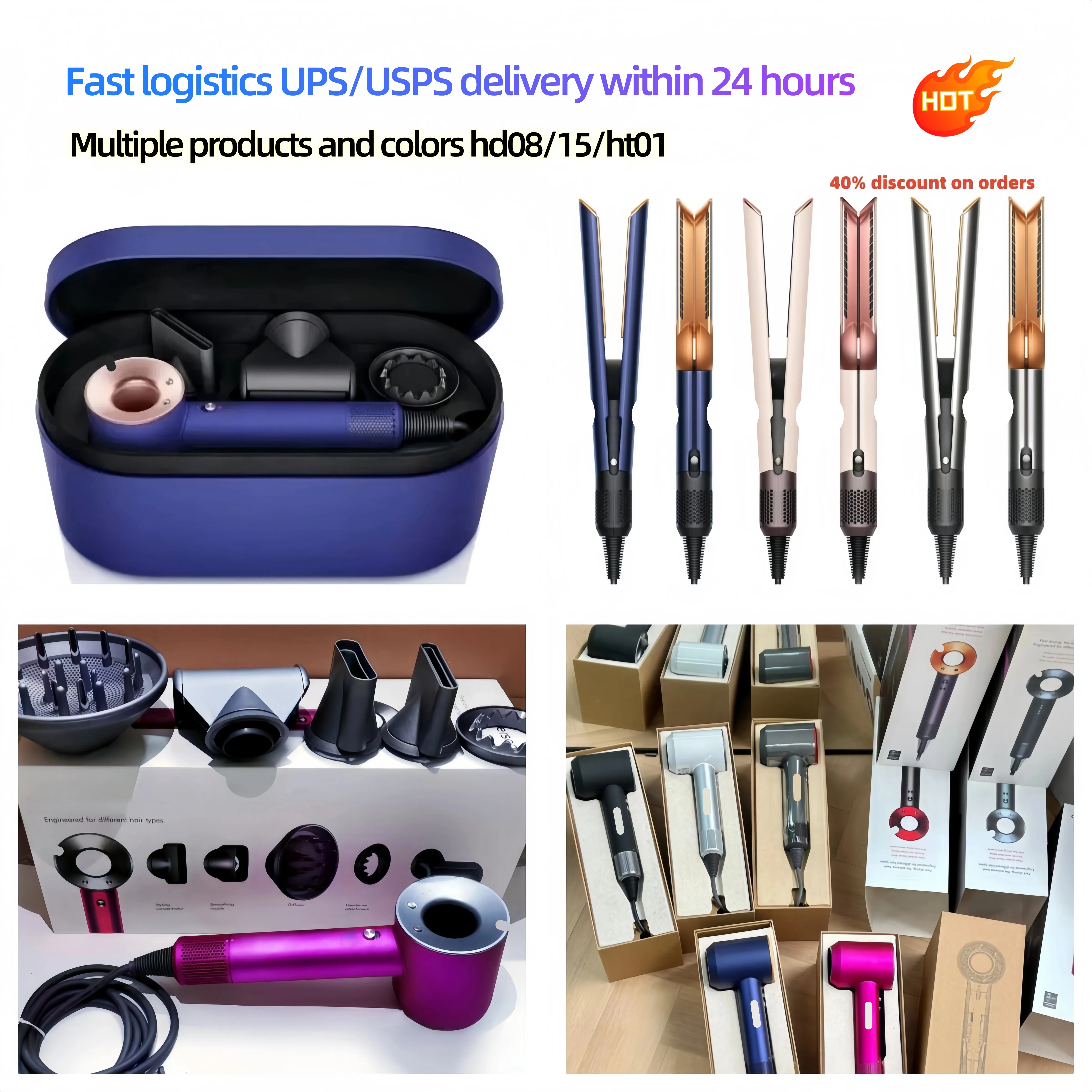 5-in-1 hair dryer Straightener ultra high speed negative ion constant temperature hair care multifunctional styling tool hair salon styling multi color US warehouse $206
