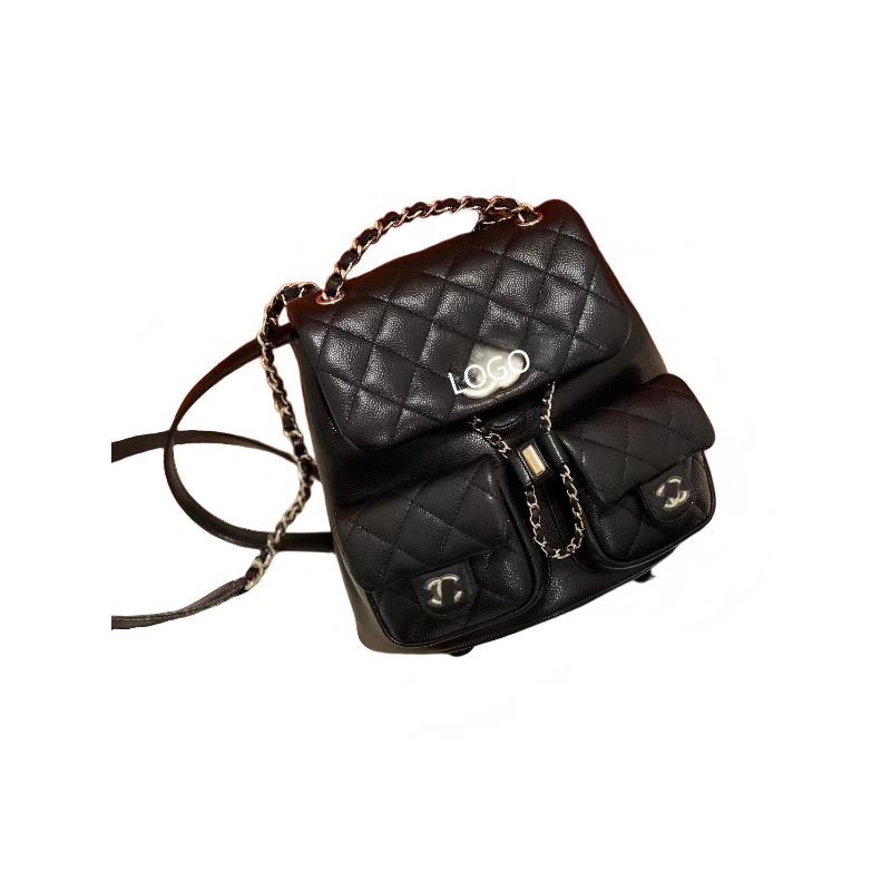Sac à dos Duma en cuir véritable, grande capacité, matelassé, motif Caviar, tendance, de styliste