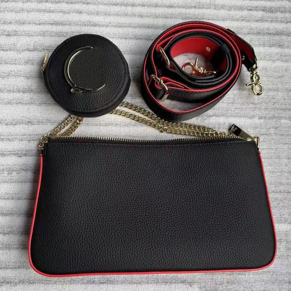 10A Luxury Designer Red Bottom Bag Women's Nude Black Leather Rivet Gold Silver Chain Shoulder Travel Shopping Bags With Dust Bag 01