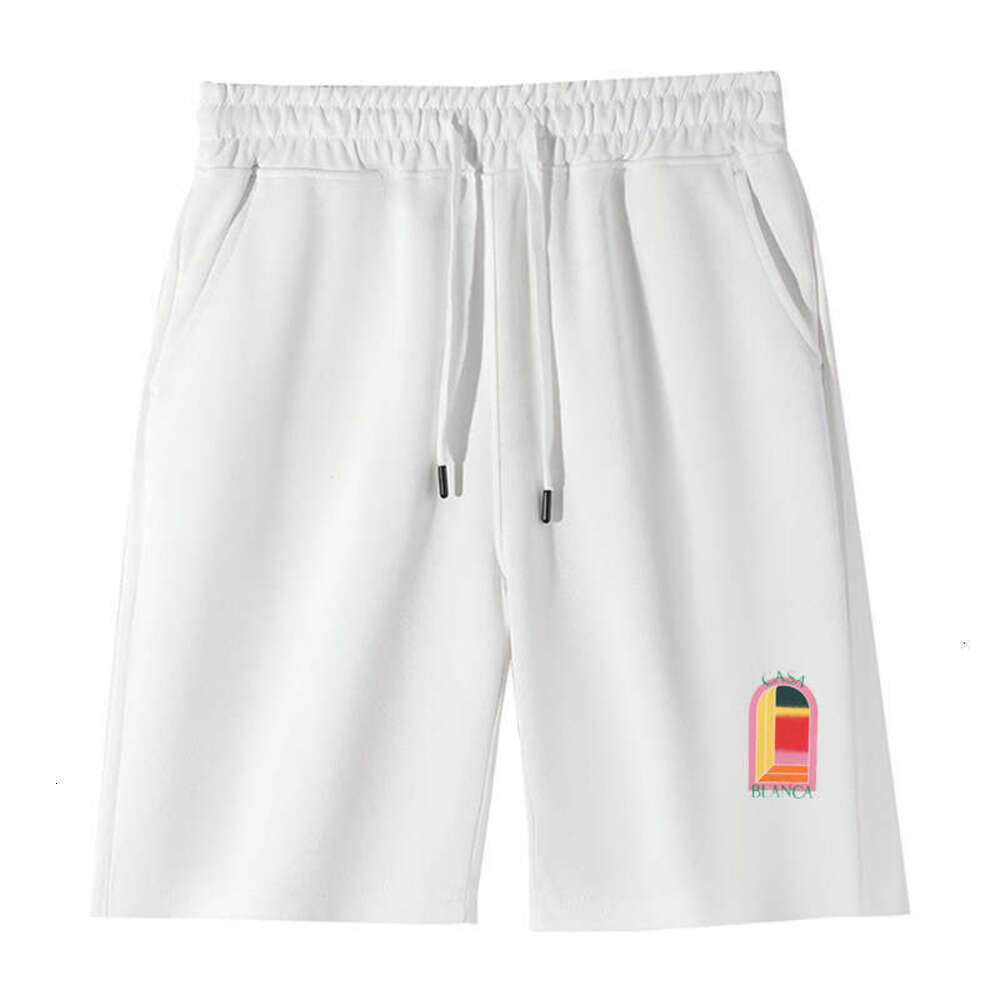Casab Lanca Blanca Men's Casaity Luxury Brand Casual High Quality Cotton Breathable Shorts With Print Detail | Drawstring Summer Beach Sweatpan