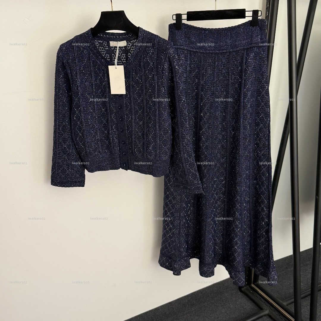 Classics minimalist women dress set Summer lady dresses women designer clothes knitted cardigan+high waisted skirt A1312X16N301-image-1103568285