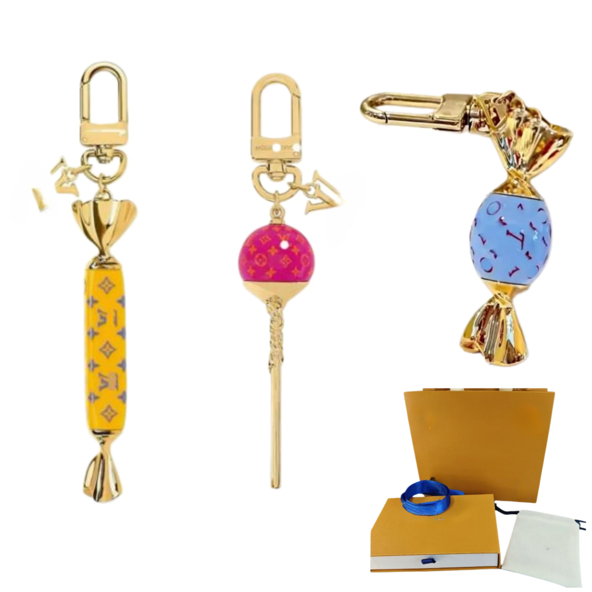 Candy Lollipop Keychain Designer Bag Charms Women Pure Charm New Fashion New Monogram Luxury Gold Plated Designer Key Chain Handbag Decor Lovely Cla