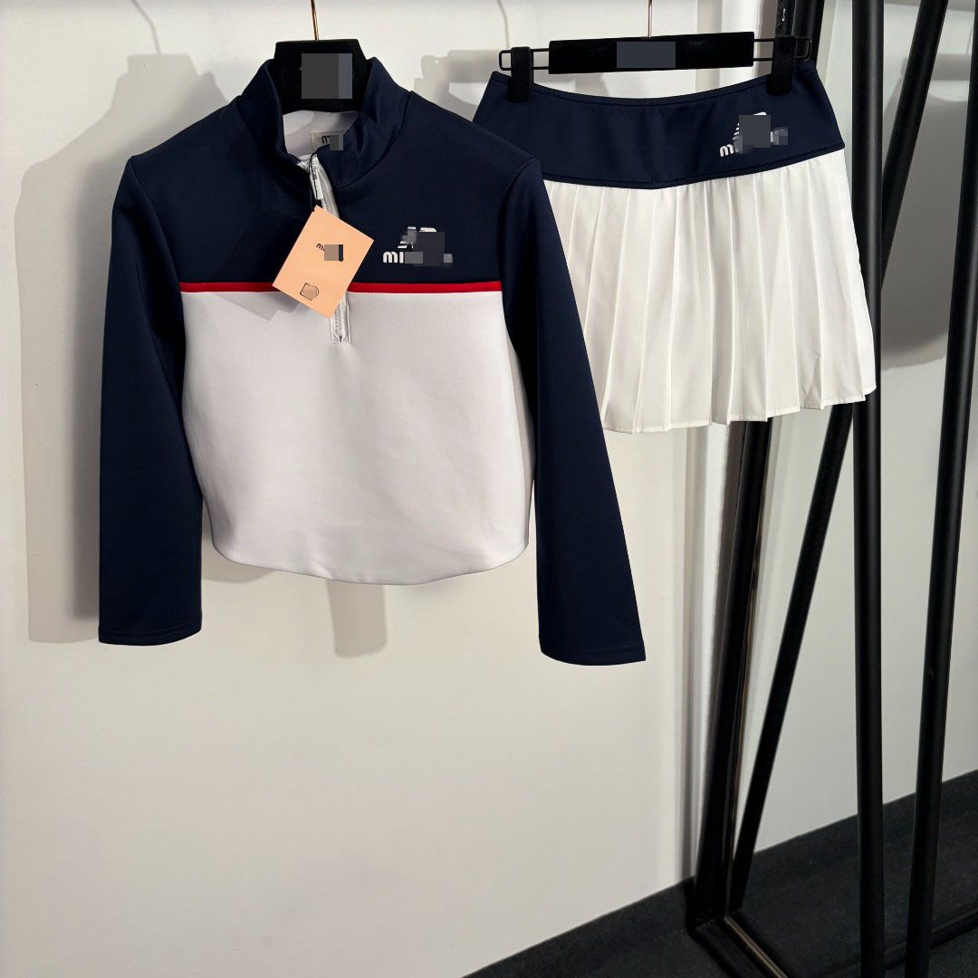 Free Shipping 2026 White Letter Embroidery Women's Two Pieces Sets Brand Same Style Two Piece Dress DH64