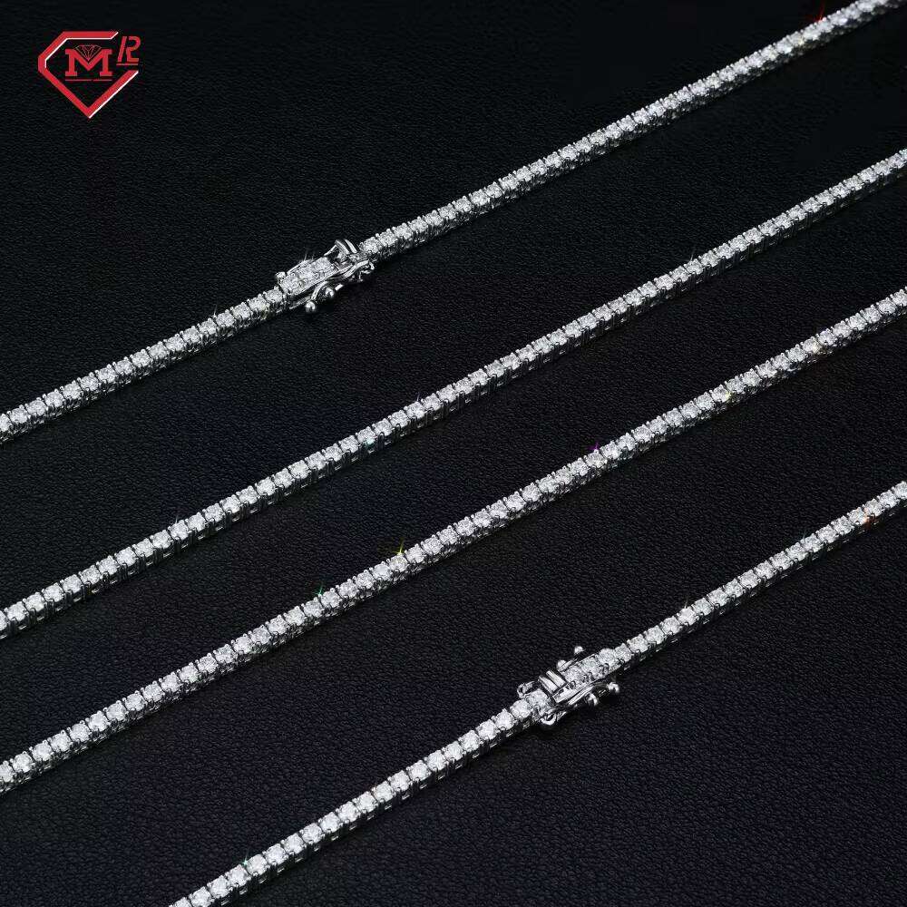 4mm IGI Certified Grown Tennis Necklace Ice with VVS moissanite Out 925 Silver Lab Diamond Chain