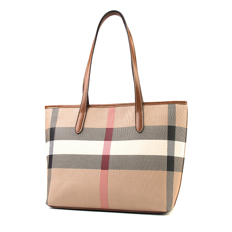 Fashionable large capacity women's tote bag 2026 new plaid design elegant and versatile casual shoulder bag handbag free shipping hot sale