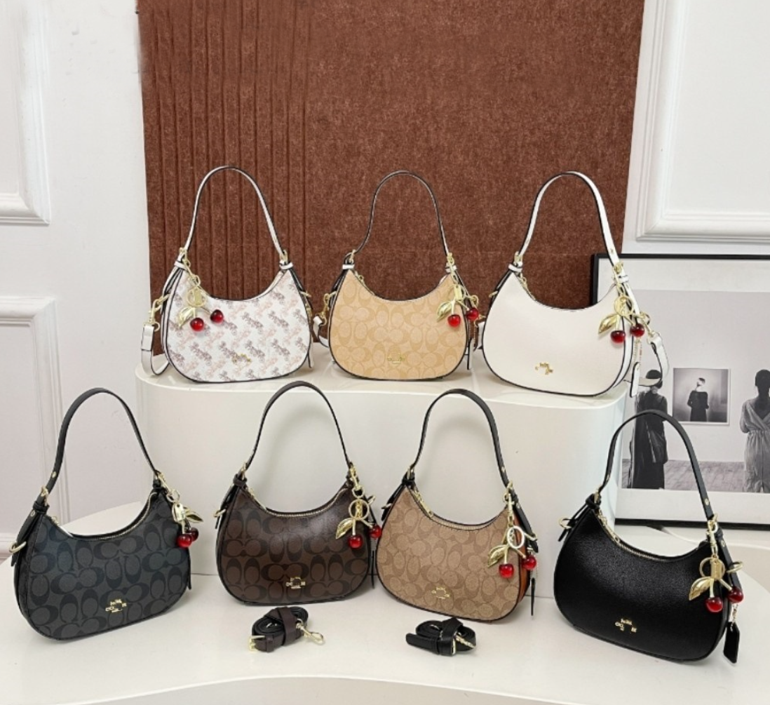 Designer Women's shoulder-to-back crossbody Classical metal chain underarm half-moon handbag LOOP round zipper - Moreira pea-shaped bag