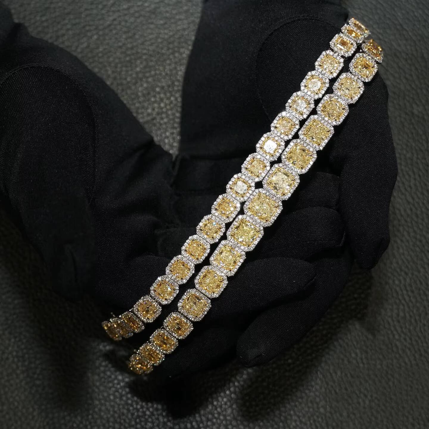 Luxury Minimalism Gold Plated 925 Sterling Silver Yellow Moissanite Tennis Bracelet with Extra Sparkle