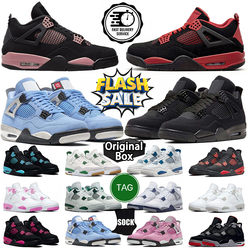 Hommes Femmes Designer Basketball Chaussures 4 4s Black Cat Baskets Militaire Pure Money Voile Rouge Ciment Blanc Oreo Cool Gris Université Bleu