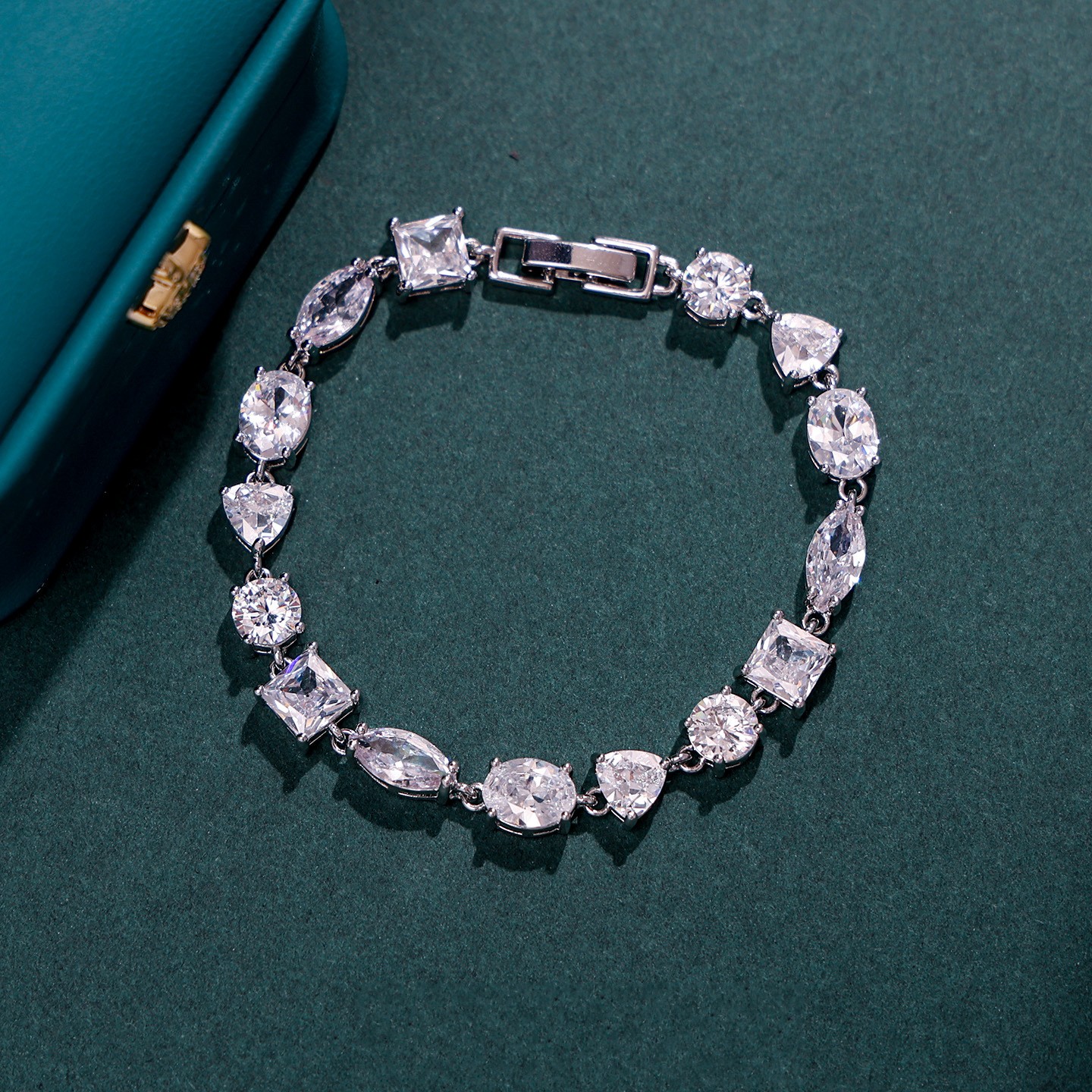 Luxury 18K Gold Fill Mixed Cut CZ Diamond Sparkling Multi Shape 5A Cubic Zirconia Women Tennis Bracelet for Formal Daily Wear