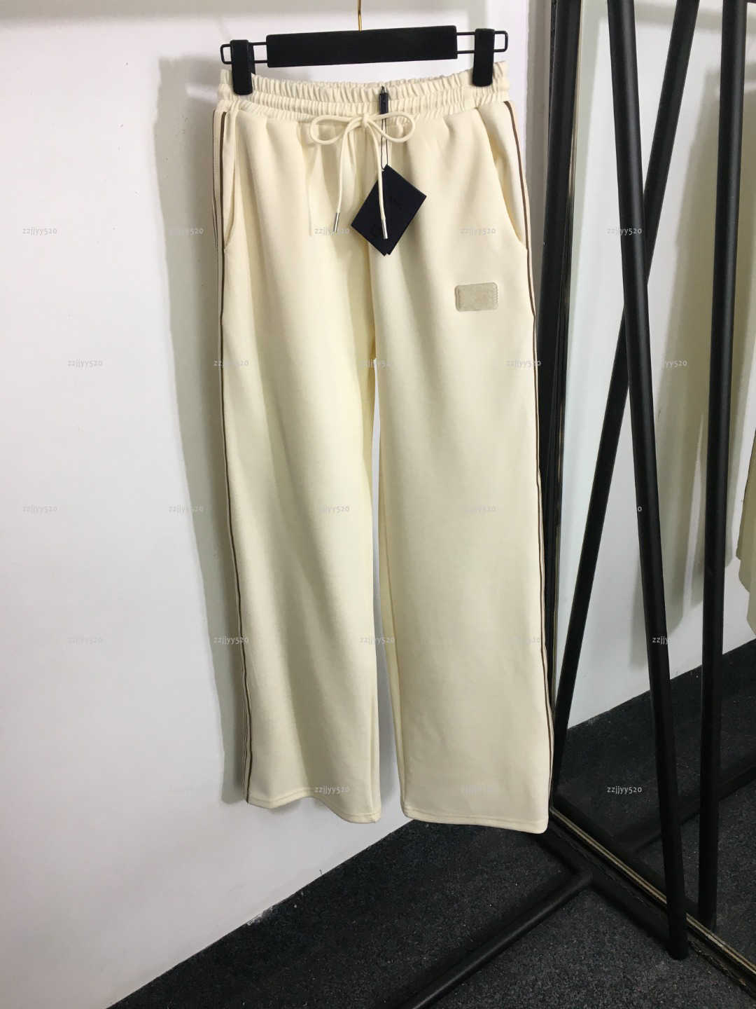 Brand women pants high quality girls trousers designer clothes women drawstring elastic waist casual wide leg pants A427X09N000-image-1103573029