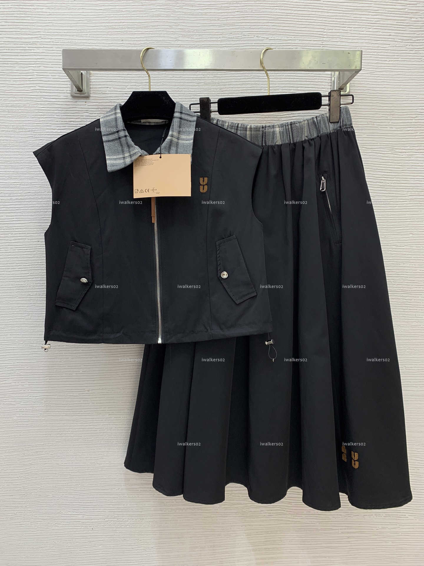 Classics lapel women vest Summer lady dresses women designer clothes vest jacket+elastic waistband pleated skirt with large swing A792X16N299-image-1103568112