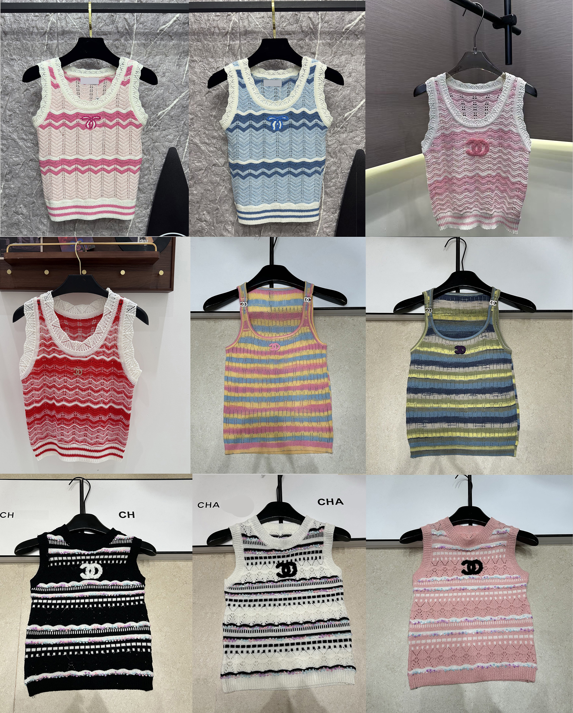 designer clothes women Women's T-Shirt Luxury Designer Fashion Women's Crew Neck Logo Sleeveless Pullover, Striped Rainbow Design Knitted