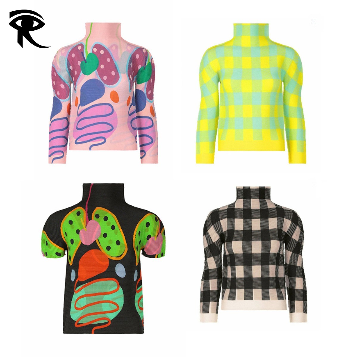 2026 Vêtements exquis Japonais me série plissée col haut imprimé T-shirt à manches courtes femmes pull mince haut créateur de mode original T-shi