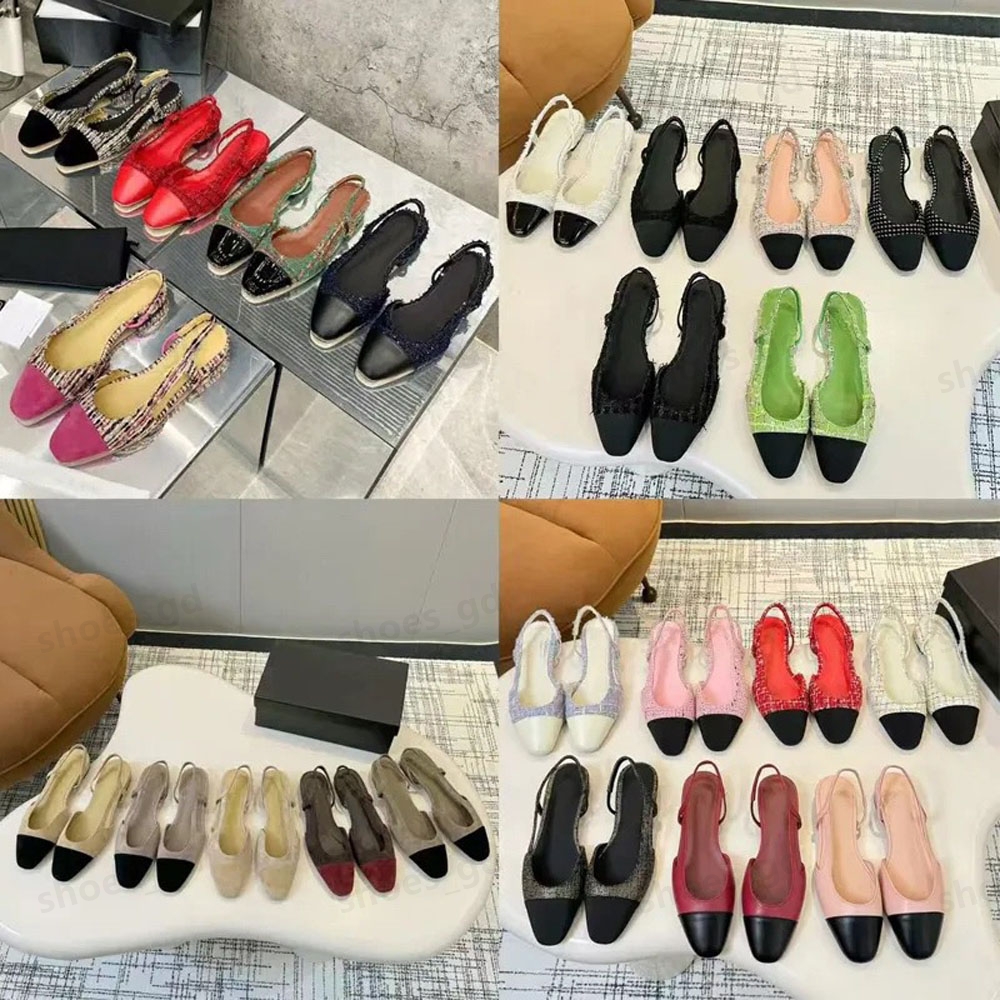 High Quality Slingback Womens Sandals Flat Heel Sandals Party Letter Splicing Womens Dance Shoes Suede Summer Classic Womens Shoes Size 34-43 Lea-image-940005734