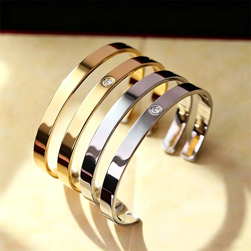 Brand Love Bracelet de luxe en or 18 carats, ouvert, personnalisé, visage brillant, ne se décolore pas, bijoux de créateur