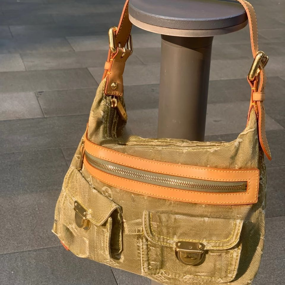 designer baggy green denim shoulder bag sunset womens denim vintage underarm tote bags crossbody messenger shopping bag luxury handbag purse clut-image-976997167