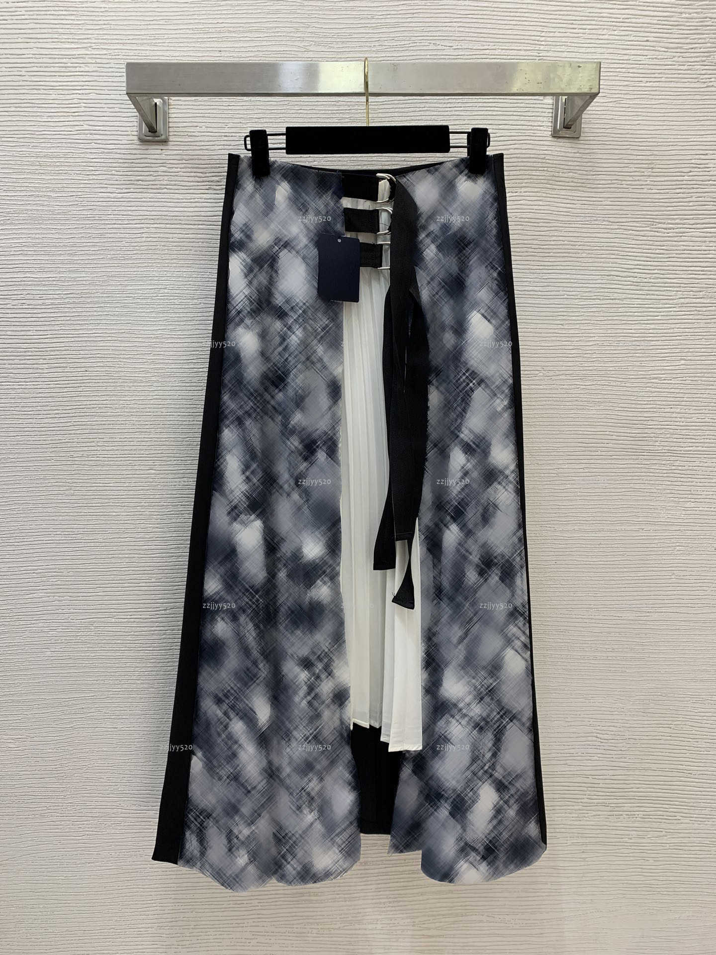 Brand long women dress Summer lady dresses women designer clothes printed double-sided spliced ribbon high waisted pleated skirt A078X02N088-image-1103784931