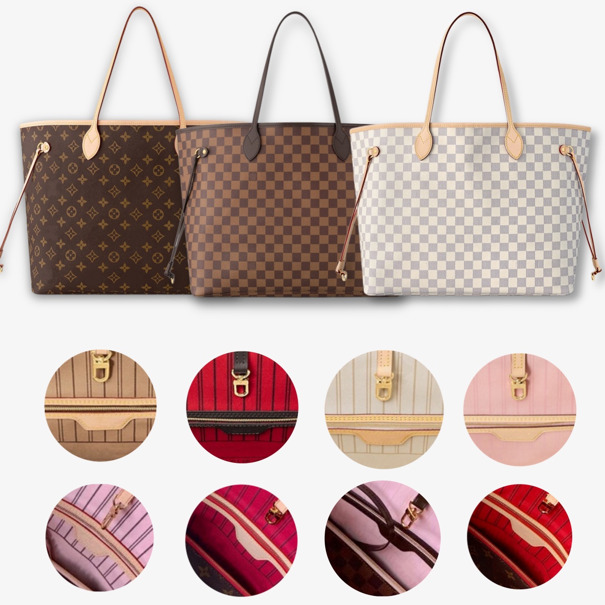 Designer Totes Ladies Fashion Shoulder Bag neverfulTOTE Handbag Shoulder Bag TOP Mirror Quality Shopping Bag High Capacity Classic checkerboard geto