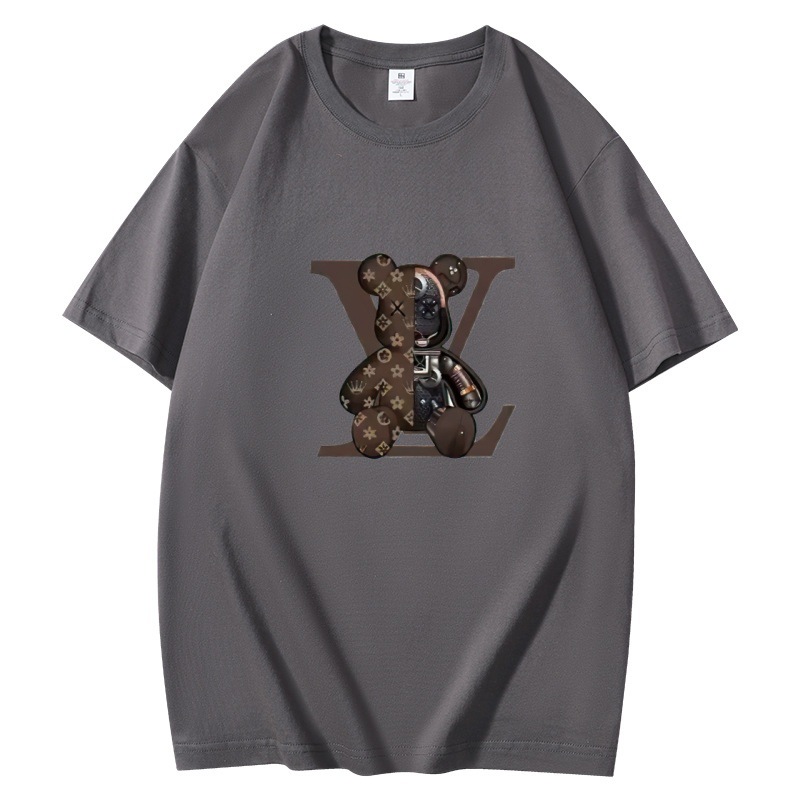 Men's T-shirt 2026 Summer New Bear Printed Design Pure Cotton Comfortable Short Sleeve Fashionable Loose Trendy Handsome Top