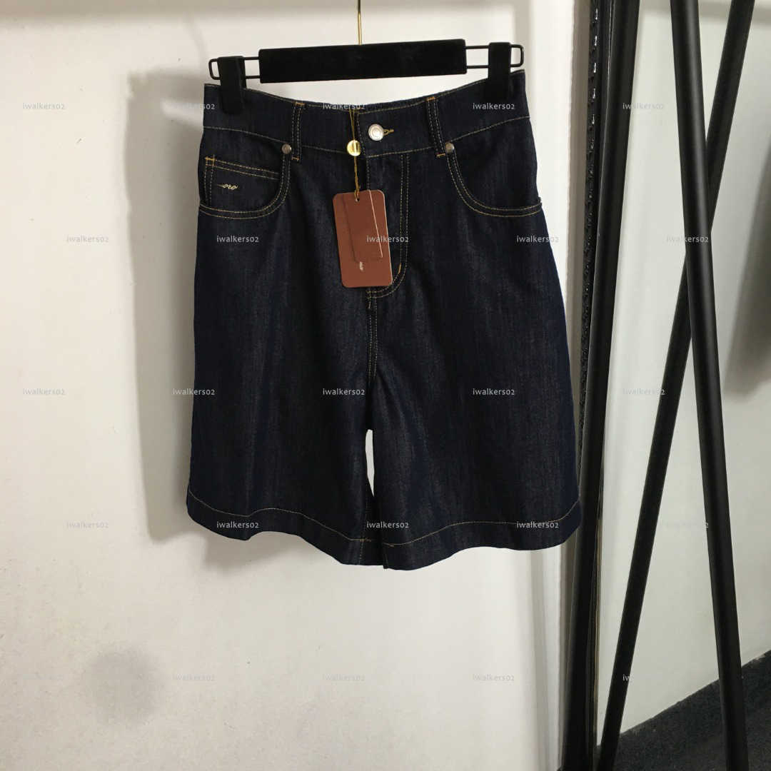 Classics women jeans high quality girls shorts pants designer clothes women Embroidered letter slimming five point denim shorts ropa de mujer A22-image-1103801102
