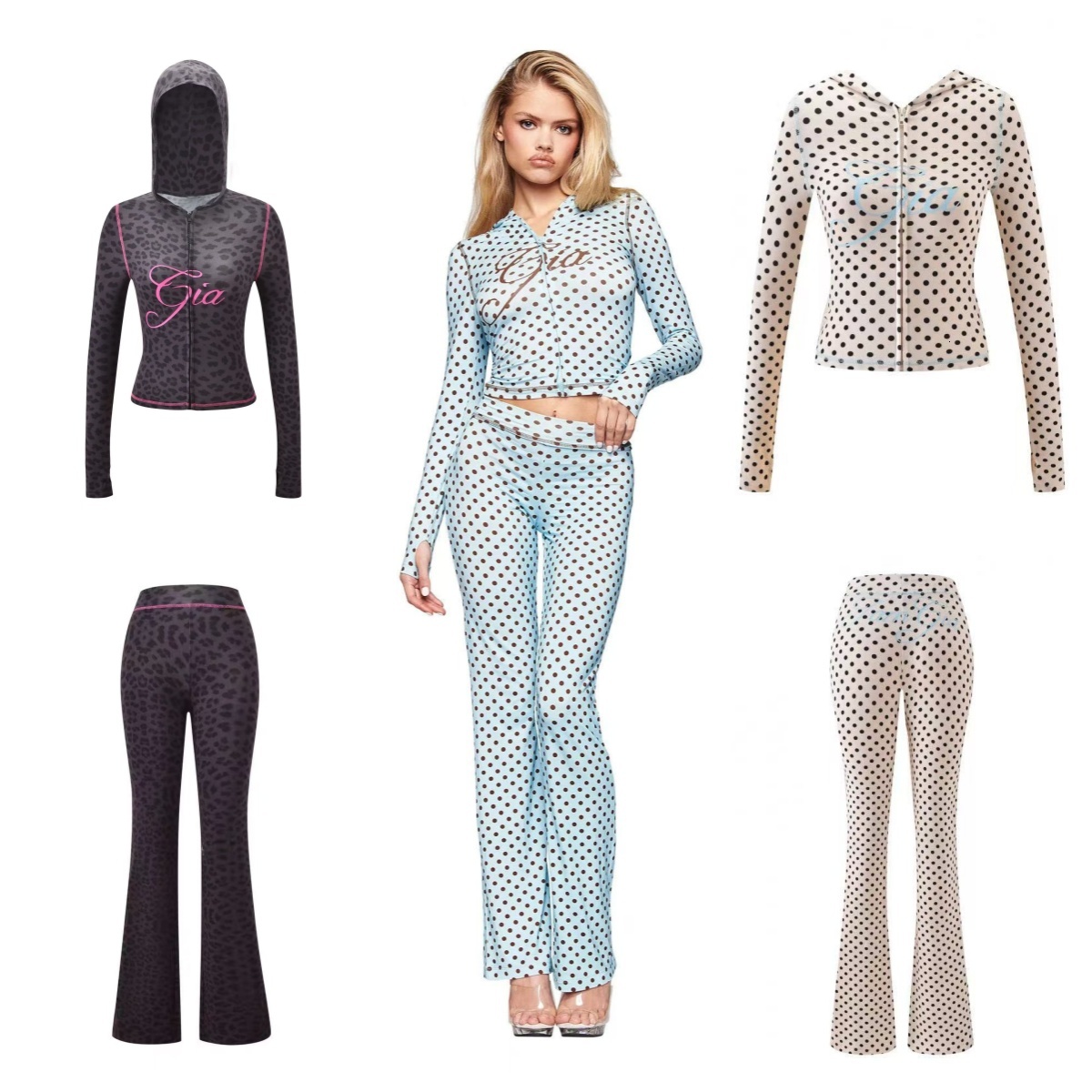 I am gia Womens Tracksuit Piece Set Designer Sports Suit For Women Flared Pants Zip-up Y2K Long Sleeve High Quality Spring Top Low Waist Micro Socia